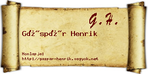 Gáspár Henrik névjegykártya