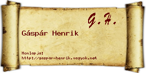 Gáspár Henrik névjegykártya